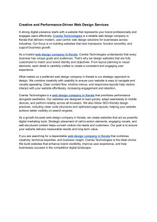 Creative and Performance-Driven Web Design Services