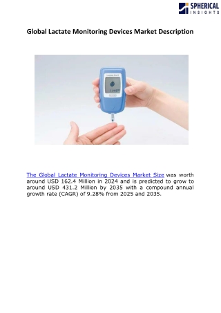 Global Lactate Monitoring Devices Market Description c