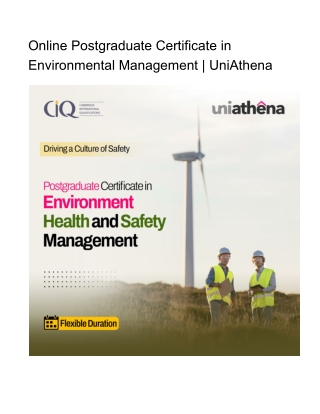 Online Postgraduate Certificate in Environmental Management - UniAthena