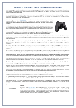 Unlocking Pro Performance - A Guide to Back Buttons for Game Controllers