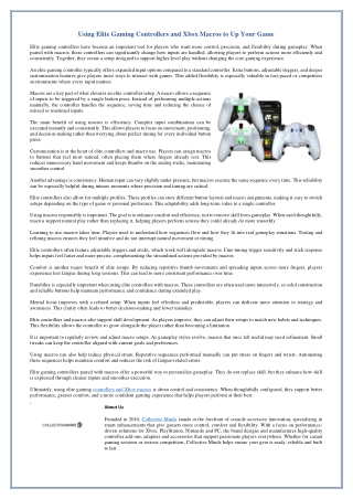 Using Elite Gaming Controllers and Xbox Macros to Up Your Game