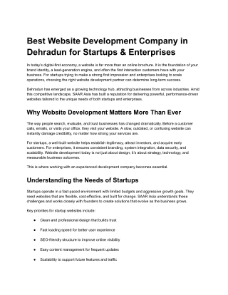 Best Website Development Company in Dehradun for Startups & Enterprises