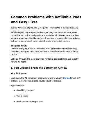 Common Problems With Refillable Pods and Easy Fixes