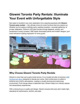 Glowmi Toronto Party Rentals_ Illuminate Your Event with Unforgettable Style