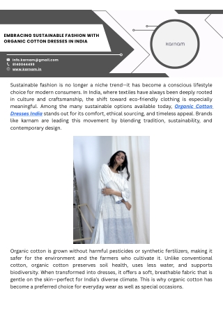 Premium Organic Cotton Dresses Available in India