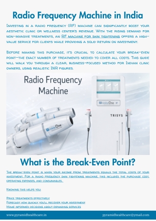 Advanced Radio Frequency Machine in India | Pyramid Healthcare Devices