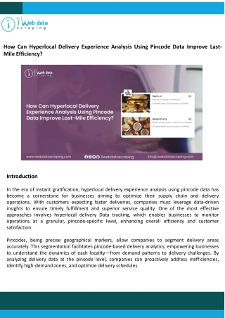 Hyperlocal Delivery Experience Analysis Using Pincode Data