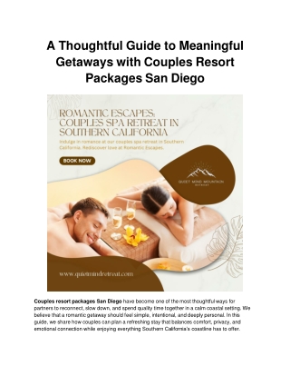 A Thoughtful Guide to Meaningful Getaways with Couples Resort Packages San Diego