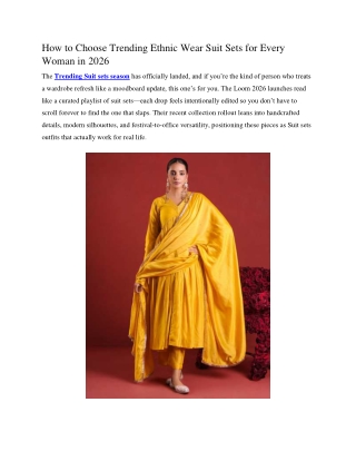 How to Choose Trending Ethnic Wear Suit Sets for Every Woman in 2026
