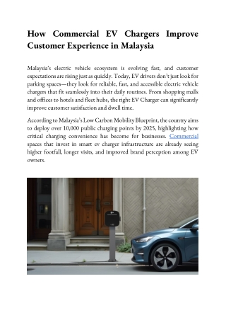 How Commercial EV Chargers Improve Customer Experience in Malaysia