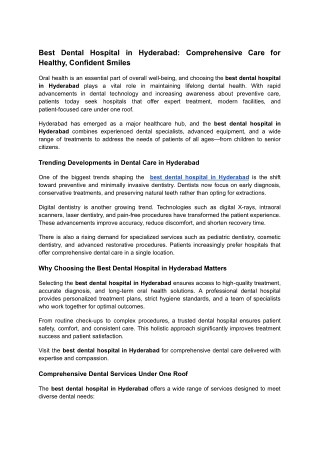 Best Dental Hospital in Hyderabad_ Comprehensive Care for Healthy, Confident Smiles