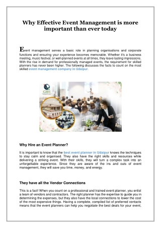 Why Effective Event Management is more important than ever today