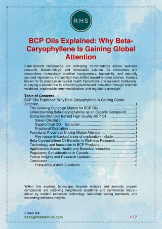 BCP Oils Explained Why Beta-Caryophyllene Is Gaining Global Attention