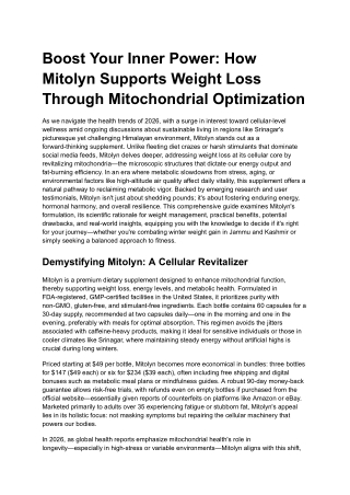 Boost Your Inner Power How Mitolyn Supports Weight Loss Through Mitochondrial Optimization