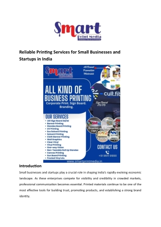 Reliable Printing Services for Small Businesses and Startups in India1
