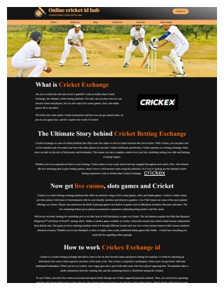 Crickex Exchange – Smooth Cricket Platform