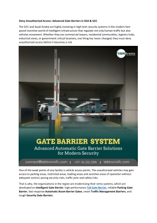 Deny Unauthorized Access: Advanced Gate Barriers in KSA & GCC