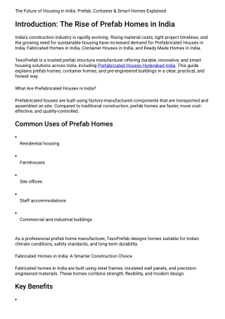 Prefabricated Houses In India