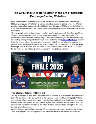 The WPL Final: A Historic Moment in Women’s Cricket