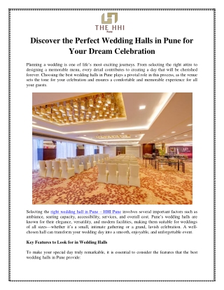 Discover the Perfect Wedding Halls in Pune for Your Dream Celebration