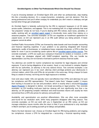 Enrolled Agents vs Other Tax Professionals Which One Should You Choose