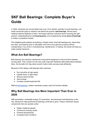 SKF Ball Bearings: Complete Buyer’s Guide