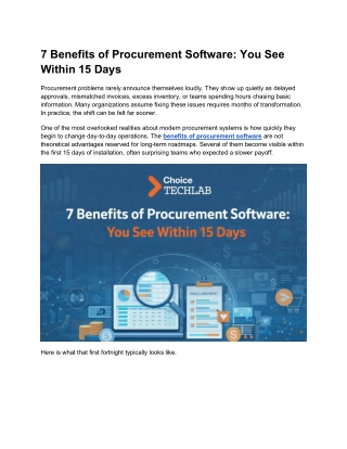 7 Benefits of Procurement Software - You See Within 15 Days