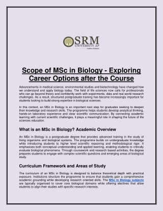 Scope of MSc in Biology - Exploring Career Options after the Course