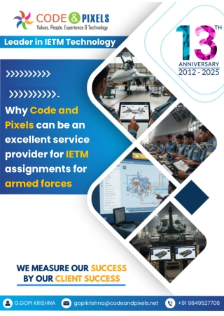 Why Code and Pixels can be an excellent service provider for IETM assignments for armed forces