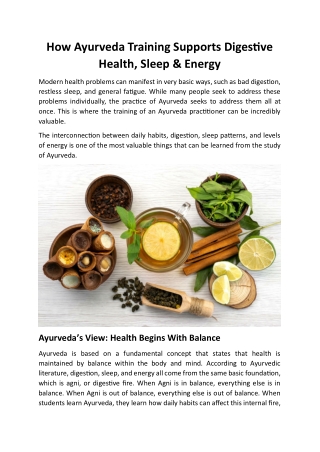How Ayurveda Training Supports Digestive Health, Sleep & Energy