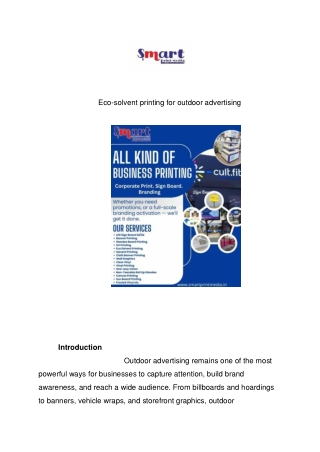 Eco-solvent printing for outdoor advertising