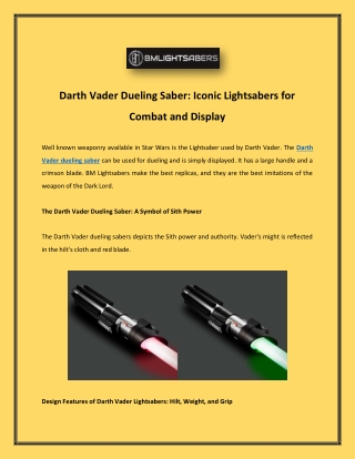 Darth Vader Dueling Saber: Iconic Lightsabers for Combat and Display