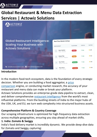 Global Restaurant & Menu Data Extraction Services Actowiz Solutions