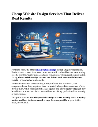 Cheap Website Design Services That Deliver Real Results