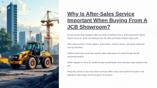 Why Is After-Sales Service Important When Buying From A JCB Showroom?