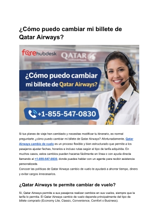 ¿Cómo puedo cambiar mi billete de Qatar Airways