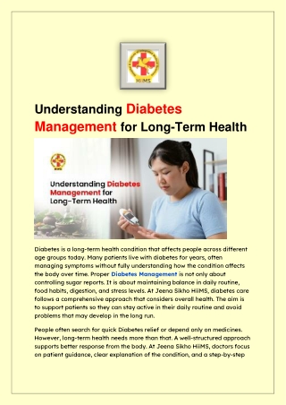 Understanding Diabetes Management for Long-Term Health