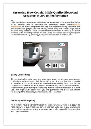 Stressing How Crucial High, Quality Electrical Accessories Are to Performance
