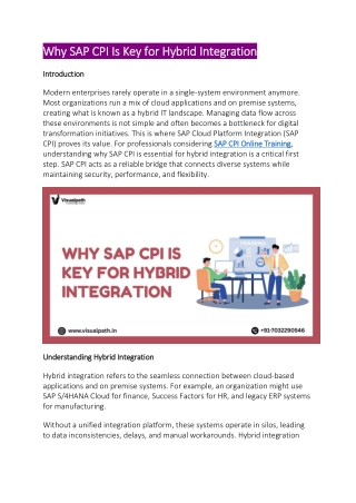 SAP Cloud Integration Training - SAP CPI Training Online
