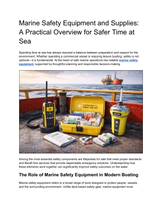 Marine Safety Equipment Explained: Why Lifejackets and Liferaft Hire Matter More