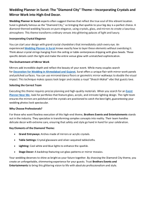 Wedding Planner in Surat The Diamond City Theme—Incorporating Crystals and Mirror Work into High-End Decor.