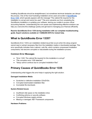 QuickBooks Error 1335 Fix Guide | Download & Setup Solutions