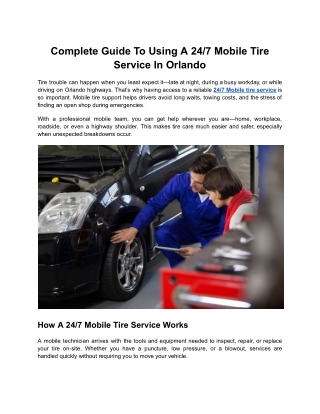 Complete Guide To Using A 24/7 Mobile Tire Service In Orlando