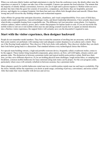 Mobile Bathrooms to Lease for Team-Building Retreats