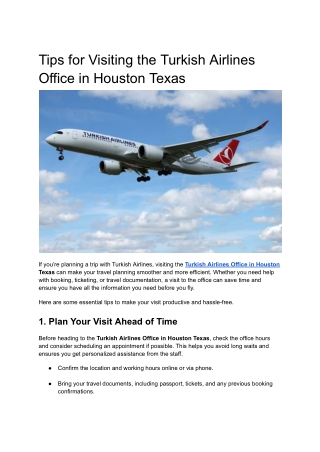 Tips for Visiting the Turkish Airlines Office in Houston Texas