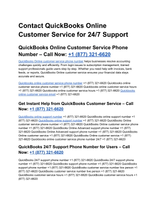 What Is the QuickBooks Online Customer Service Phone Number?