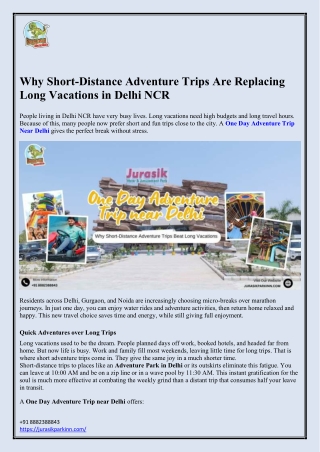 Why Short-Distance Adventure Trips Beat Long Vacations