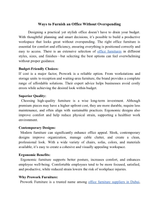 Ways to Furnish an Office Without Overspending