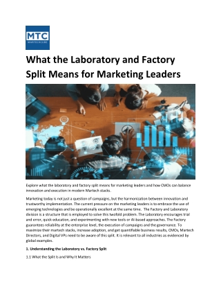 Laboratory and Factory Split Marketing in Marketing Automation Platforms