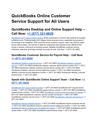 How to Access QuickBooks Online Customer Service Phone Support?